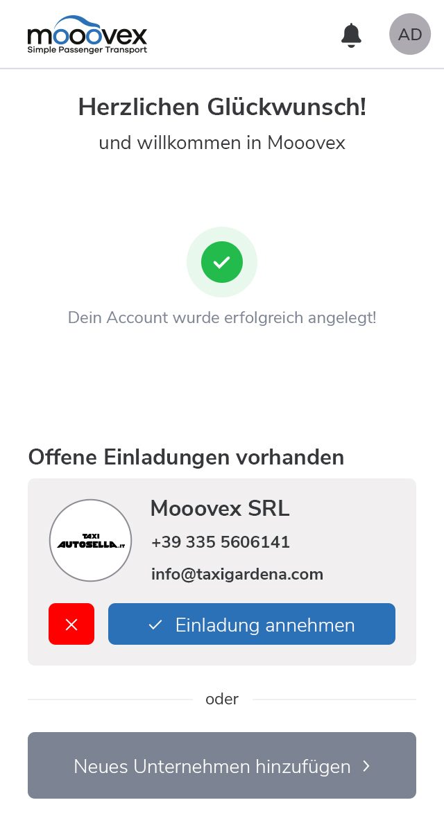 Inviti in sospeso dopo la registrazione